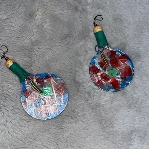 Hand made wood earrings — multicolor